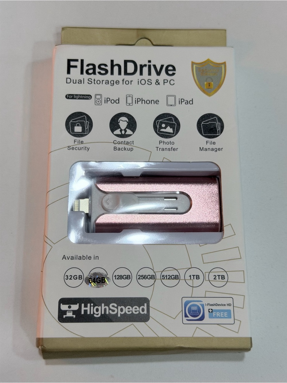 Dual Storage FlashDrive for iOS & iPad - Rose Gold 64GB